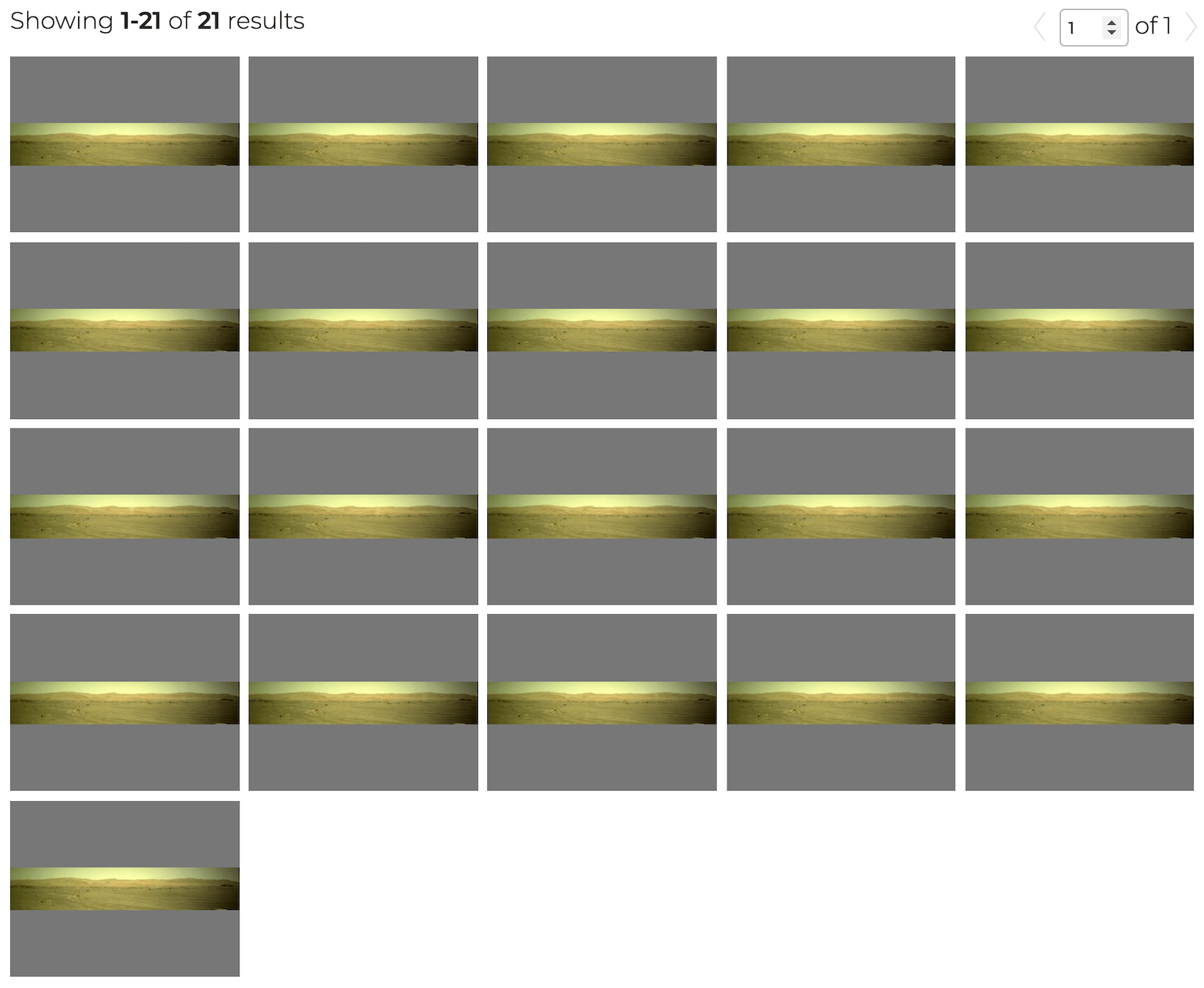 21 individual frames from Perseverance's Left Navcam, as shown on NASA's fantastic Raw Images site. Taken on Sol 148, there is a gap of ~14s between each frame, with the whole sequence covering ~4.5mins.